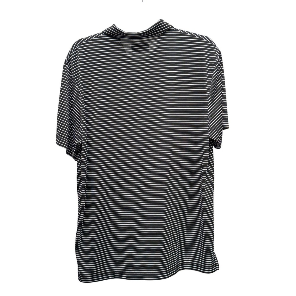 PGA Tour Golf Polo Shirt Striped Performance Black White Medium Short Sleeve - Picture 3 of 6